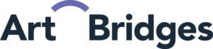 The logo shows the words "Art Bridges" in dark letters with a purple curved line forming a bridge shape above the "A," reflecting its commitment to contemporary art and creative connections.