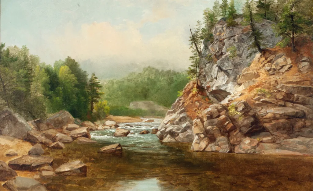 Asher B. Durand (1796-1886) East Branch of the Ausable River, 1837-1878 Oil on canvas Long term loan courtesy of Mr. Chet Schmitt, New Britain Museum of American Art, 2003.76LTL. Image courtesy of New Britain Museum of American Art